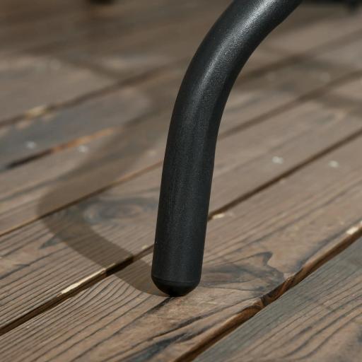 Mesa de Jardín Cuadrada 76x76x72 cm con Agujero para Sombrilla y Encimera de Vidrio Templado para Patio Terraza Negro [3]