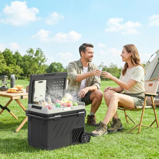 Nevera Portátil Eléctrica 49L con Compresor Doble Zona Control por App Ruedas Asa Telescópica -20℃ a 20℃ y Puerto USB [0]