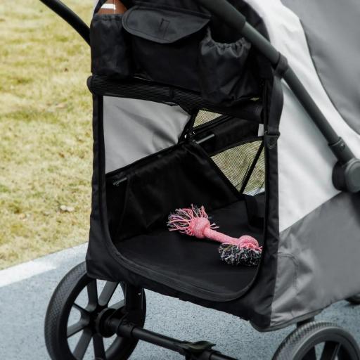 Carrito para Perros Plegable con Ventanas de Malla Cojín Lavable Correas de Seguridad 124x67x100 cm Gris Oscuro [7]