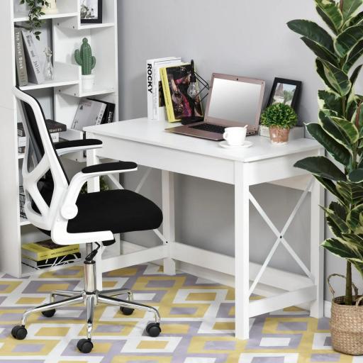 Mesa Escritorio Estilo Moderno Escritorio Fácil de Montar Mesa de Ordenador para Oficina Dormitorio Estudio 105x50x76 cm Blanco [3]