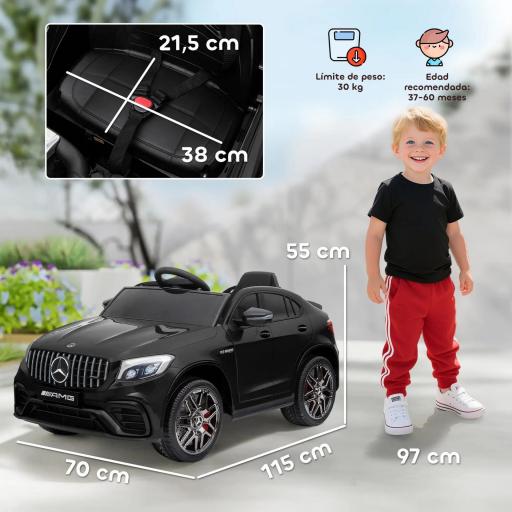 Coche Eléctrico para Niño +3 Años con Licencia de Mercedes 12V con Mando a Distancia Música y Luces Negro [1]