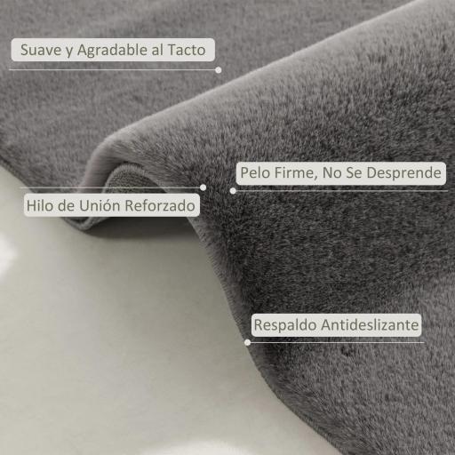 Alfombra Salón 160x230 cm Lavable en Lavadora Pelo Largo Estilo Moderno Tapete para Sala de Estar Dormitorio Gris Claro [3]