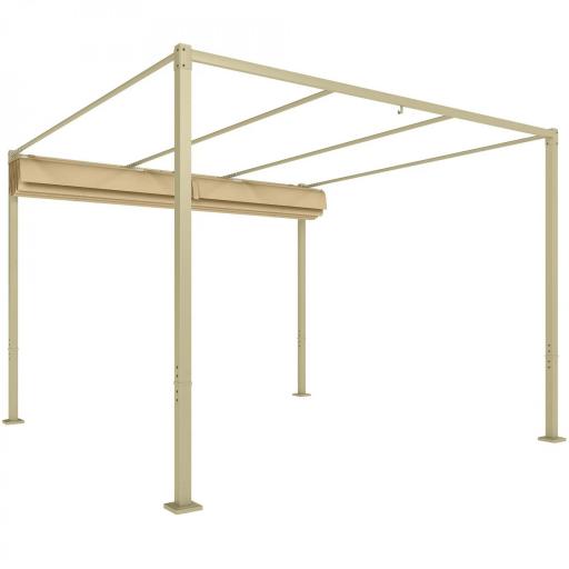 Pérgola con Techo Retráctil Pérgola de 3x3 m con Cierre Magnético Protección UV30+ Pabellón para Jardín Patio Caqui [10]