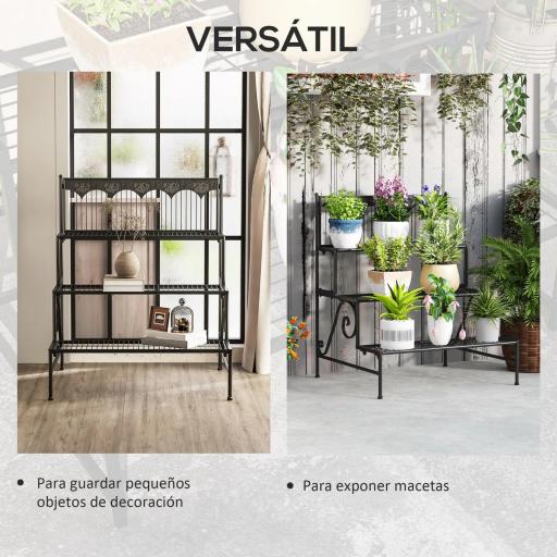 Soporte para Plantas de Tres Niveles con Diseño en Escalera y Estructura Metálica Resistente para Interior y Exterior [4]