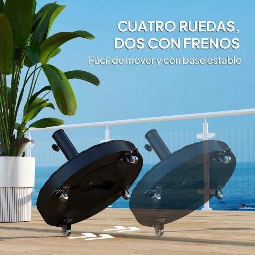 Base para Sombrilla Pesada de 25 kg con Ruedas para Sombrillas de hasta Ø3 m y Postes de 32-48 mm Ø52x42 cm Negro [4]