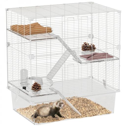Jaula para Animales Pequeños con Múltiples Niveles Bandeja y Accesorios Incluidos 73x47x80 cm Blanco [7]