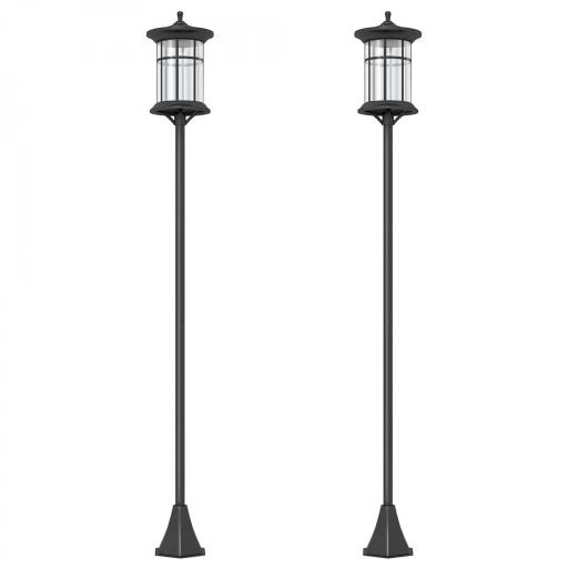 2 Luces Solares Exterior con Panel Solar Encendido Automático y Marco de Acero Inoxidable Impermeable IP44 Negro [7]