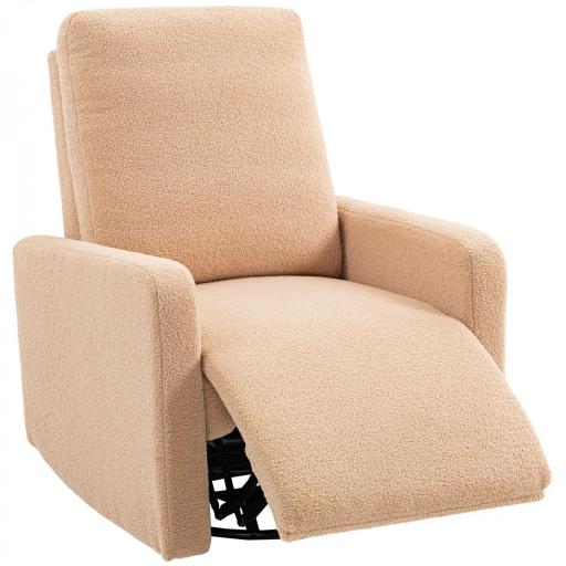 Sillón Relax Reclinable Manual hasta 135º con Reposabrazos Reposapiés Acolchado Grueso Función de Balanceo 360° Marrón [9]