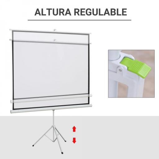 Pantalla de Proyector Manual con Soporte 84 Pulgadas Pantalla de Proyección Portátil Formato 4:3 para Interior y Exterior Cine en Casa Patio 171x131 cm Blanco [6]