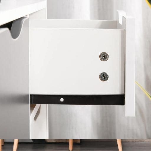 Aparador para Salón con 3 Puertas y Cajón Mueble Auxiliar para Salón Cocina Dormitorio 90x30x72 cm Blanco y Gris [9]