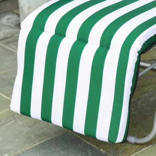  2 Tumbonas de Jardín de Acero con Cojín Acolchado Respaldo Ajustable y Reposapiés 60x75x66-102 cm Rayas Verde [6]