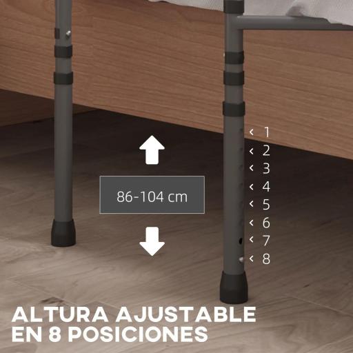 Barandilla de Cama Adulto Asidero para la Cama con Altura Ajustable Bolsillo de Almacenamiento 71x61x86-104 cm Gris [2]