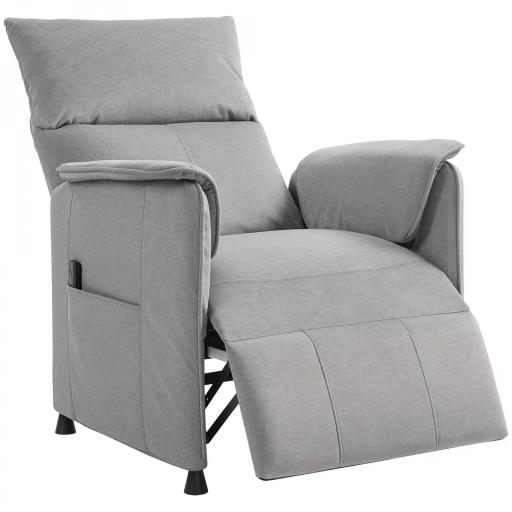 Sillón Reclinable con Motor sin Escobillas Reposapiés Tapizado Resistente y Bolsillos Laterales 80x83x104 cm Gris [9]