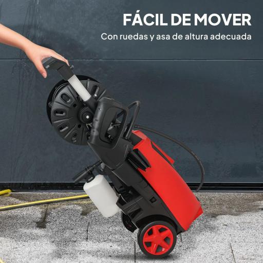 Hidrolimpiadora de Alta Presión 1800W con Accesorios Ángulo Ajustable y Parada Automática 30x27,5x76 cm Rojo y Negro [6]