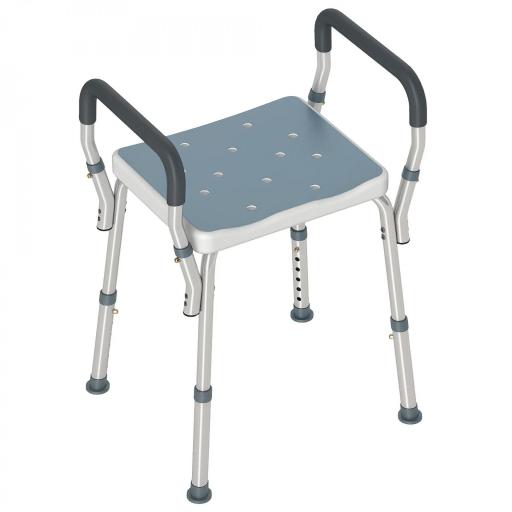 Taburete de ducha con Altura Ajustable para Personas Mayores o con Movilidad Reducida 52x45x69 cm Asiento Blanco y Azul [7]