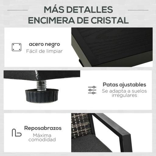 Conjunto de Muebles de Exterior con Sofá de 2 Plazas Sillones y Mesa de Centro para Terraza Patio Negro [2]