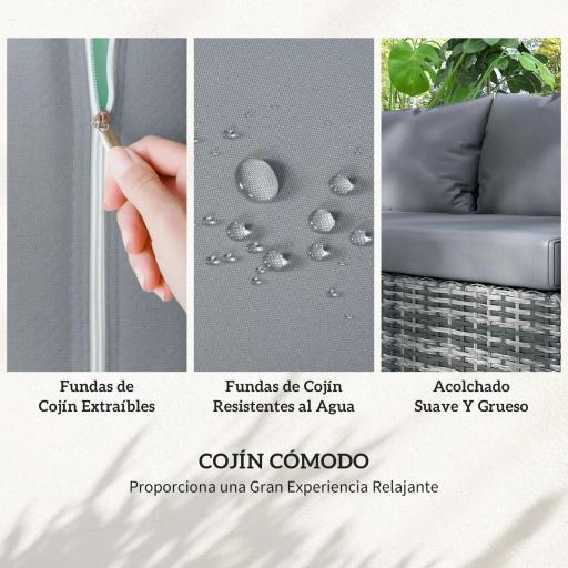Conjunto de 4 Muebles de Jardín de Ratán con 2 Sofás Dobles Mesa Central Mesa con Arcón Cojines Extraíbles para Terraza Exterior 132x69x64 cm Gris [4]