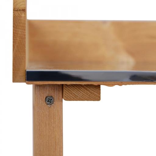 Mesa de Jardinería de Madera con Superficie Metálica Estantes y Ganchos para Jardín Terraza 76x37x89 cm Natural [4]