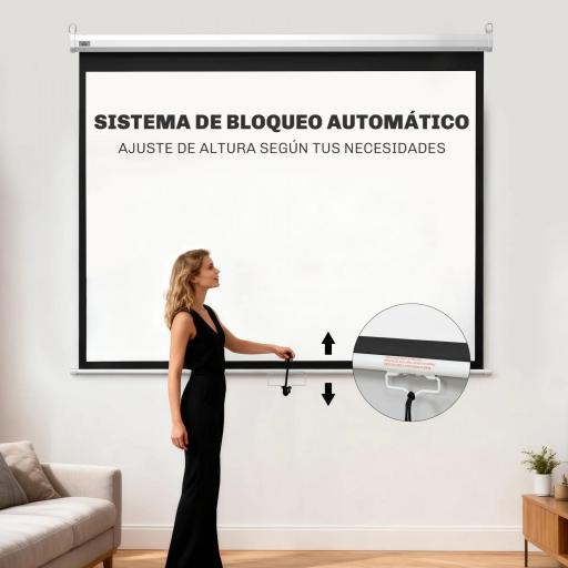 Pantalla de Proyección Manual 100 Pulgadas Formato 4:3/16:9 para Interior y Exterior Cine en Casa Patio Blanco [3]