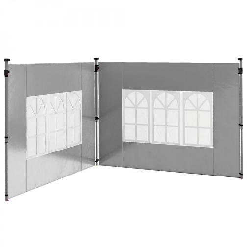 Paredes Laterales para Carpa de 3 x 3 / 3 x 4 m 2 Paneles de Tela Oxford de 295x195 cm con Ventana para Fiestas Gris [8]