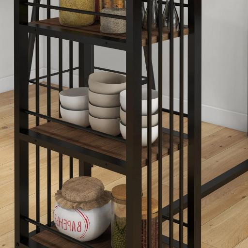 Mesa Alta Cocina con 3 Estantes Mesa Alta Bar para 2 Personas Patas de Acero para Salón 120x40x105 cm Marrón y Negro [2]