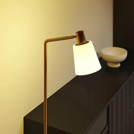 Lámpara de Pie LED Regulable con 3 Temperaturas de Color 3000K-6500K Pantalla Giratoria Bombilla E27 Blanco y Dorado [3]