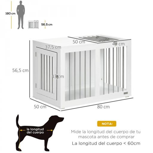 Jaula para Perros Medianos con 2 Puertas con Pestillo Estructura de Acero Inoxidable 80x50x56,5 cm Blanco [1]
