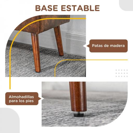 Banco de Pie de Cama Banqueta de dormitorio con Patas de Madera y Asiento Acolchado 114x38x42 cm Marrón [3]