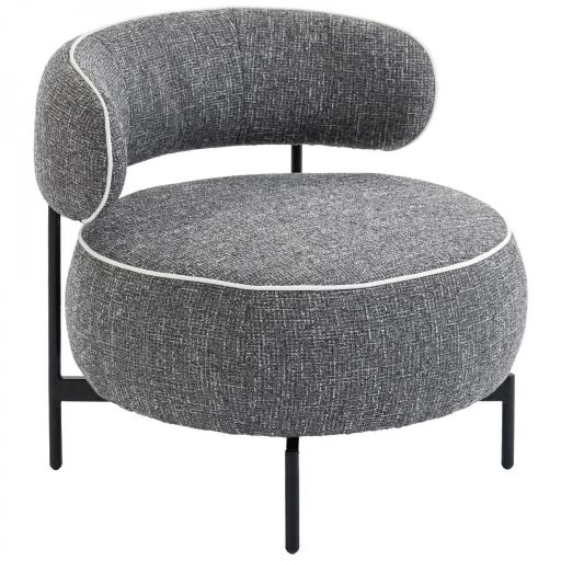 Butaca de Salón con Asiento Giratorio Tapizado en Lino Asiento Amplio Relleno Grueso Patas de Metal Gris Oscuro [2]