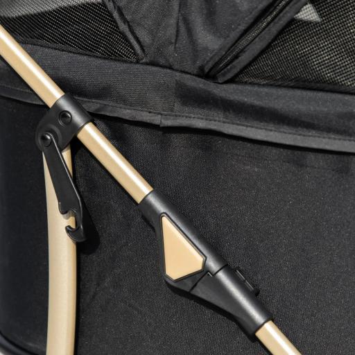 Carrito para Perros Pequeños 3 en 1 con Vagón Desmontable Cesta de Almacenaje Correas de Seguridad y Cojín Negro [7]