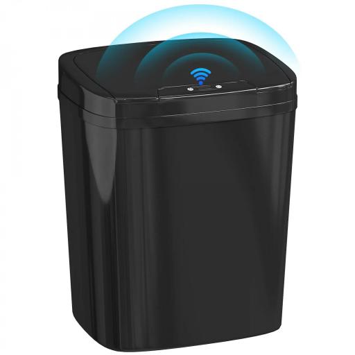 Cubo de Basura Cocina Automático 15 L con Sensor Infrarrojo y Modo Manual Anillo de Retención Antihuellas Negro [10]