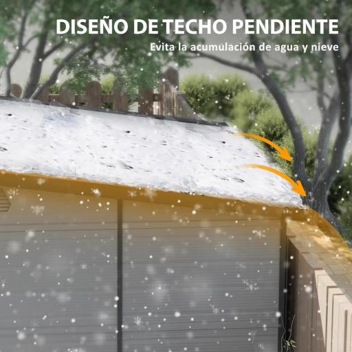 Caseta de Jardín Exterior 190x191x215 cm con Puerta Corredera Ventana y Ventilación para Almacenar Herramientas Gris [5]