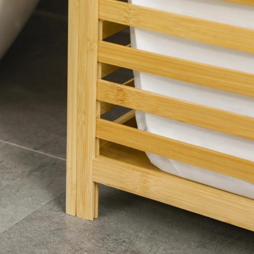 Cesta para la Colada de Bambú Capacidad de 55L Cesto para Ropa Sucia con 2 Asas y Bolsa Extraíble 50x36x60 cm Natural [6]