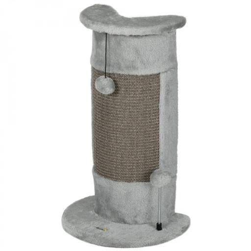 Rascador para Gatos Arañador para Gatos con Poste de Sisal y Bolas Colgantes 34x25,5x58 cm Gris [8]