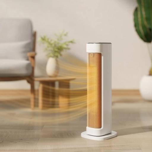 Calefactor Eléctrico Bajo Consumo 2000W con 3 Modos Termostato Regulable Protección contra Vuelcos y Sobrecalentamiento