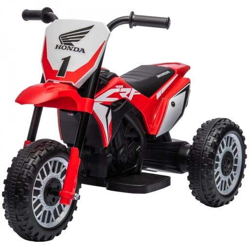 Moto Eléctrica Infantil con Licencia Honda CRF450RL con Velocidad 3 km/h Bocina Sonido de Arranque 71x40,5x43,5 cm Rojo [10]