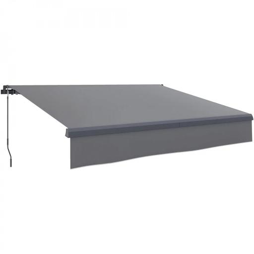 Toldo Manual Retráctil para Jardín con Manivela Protección UV Estructura de Metal y Aluminio 295x200 cm Gris [9]