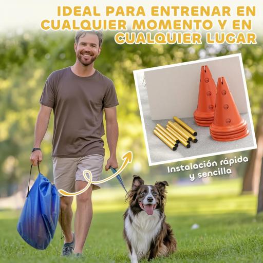 Juego de Agilidad para Perros Vallas de Obstáculos de Entrenamiento de Coordinación 8 Conos 8 Barras Bolsa [6]