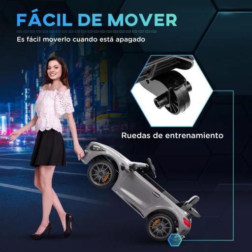 Coche Eléctrico para Niños de +3 Años Mercedes-Benz AMG GTR con Batería 12V Mando a Distancia Faros Bocina Música Plata [7]
