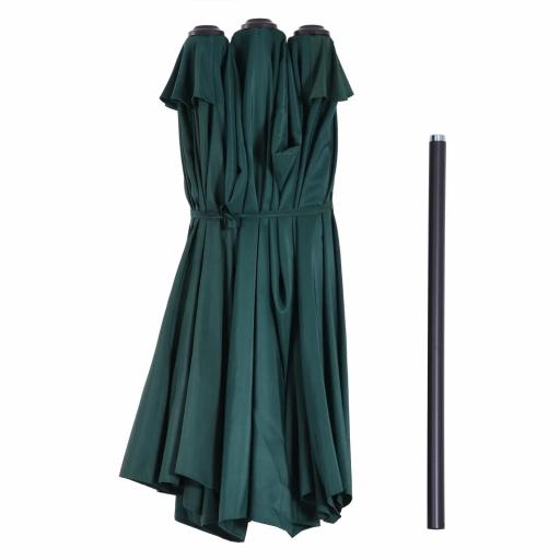 Sombrilla Doble para Jardín 455x265x238 cm Parasol Grande con Manivela Manual Protección Solar Verde Oscuro [6]