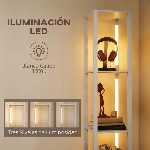 Lámpara de Pie Moderna con Estantes Abiertos Cajón de Tela e Interruptor de Pie para Dormitorio Sala de Estar Blanco [4]