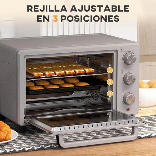 Horno Sobremesa de 21L 1400W Mini Horno Eléctrico Temporizador hasta 60min y Temperatura Regulable hasta 230℃ Plateado [5]