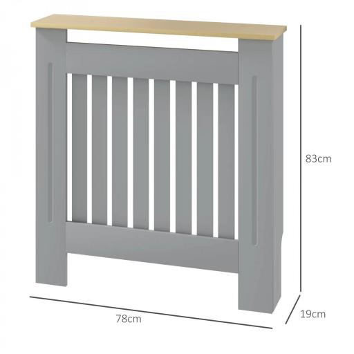 Cubreradiador de MDF Cubierta para Radiador para Salón Dormitorio Pasillo 78x19x83 cm Gris y Roble [1]