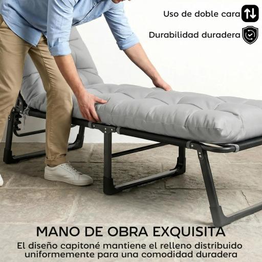 Juego de 2 Cojines para Tumbonas 180x55 cm Cojines para Sillas de Jardín Gruesas UPF30+ con 4 Cintas Gris Claro [3]