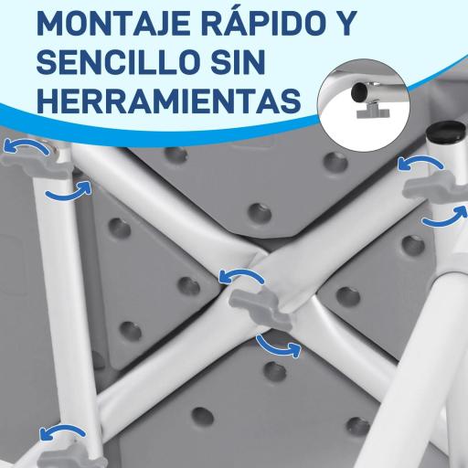 Taburete de Ducha Silla para Ducha con Respaldo Antideslizante Altura Regulable en 8 Niveles Carga 136 kg [1]