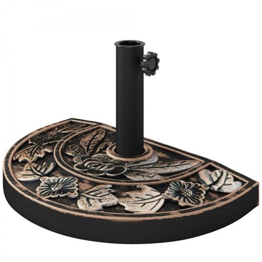 Soporte para Parasol Peso 9 kg en Forma de Semicírculo para Poste de Paraguas de Ø3,8 cm y Ø4,8 cm 50x31x32 cm Bronce [8]