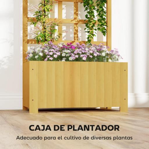 Jardinera con Enrejado de Madera con Drenaje para Cultivos Verduras Flores Hierbas 60x30x120 cm Natural [6]