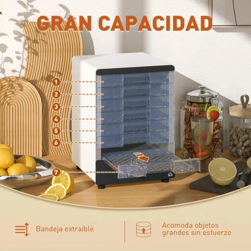 Deshidratador de Alimentos 350W con 7 Bandejas Temperatura Ajustable 40-70 ℃ para Frutas Golosinas para Mascotas Blanco [3]