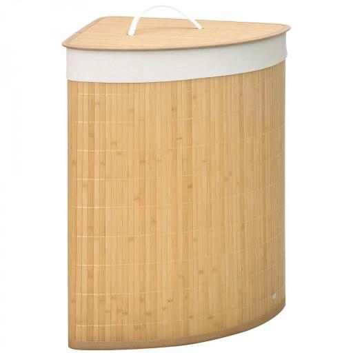 Cesto para Ropa Sucia de Bambú Capacidad de 55L Cesta para la Colada en Forma de Abanico 38x38x57 cm Natural [9]