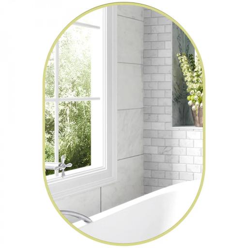 Espejo de Baño Ovalado 60x90 cm Espejo Decorativo de Pared con Marco de Aluminio para Salón Horizontal o Vertical Dorado [9]